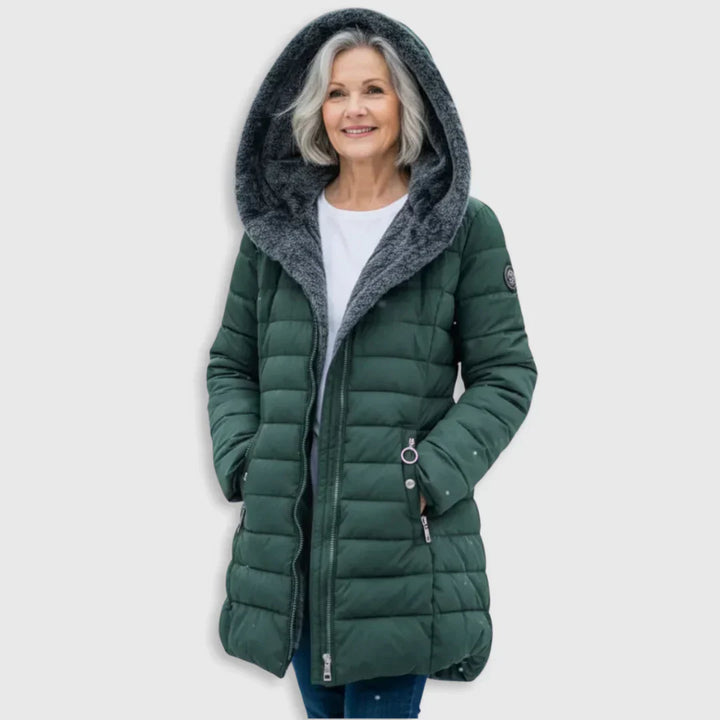 Women's Jacket | Quilted Long with Hood and Insulation