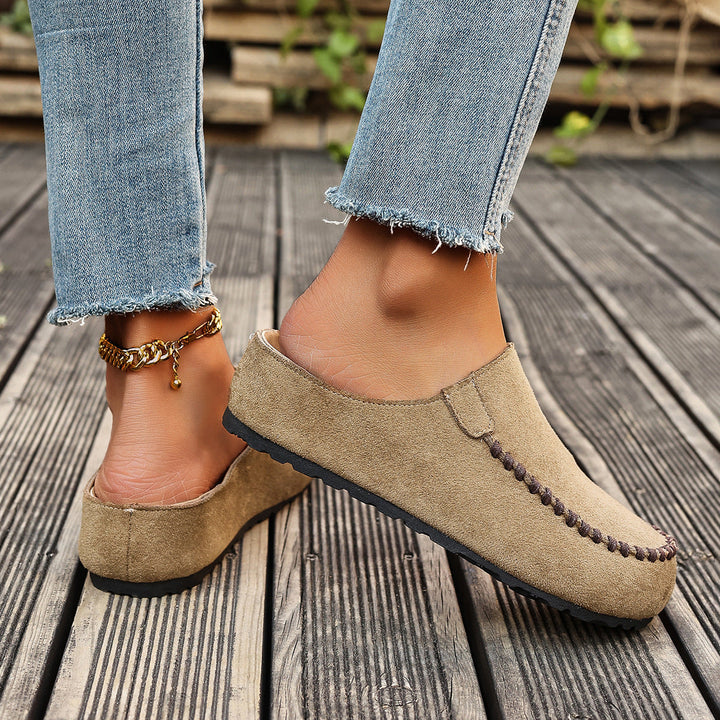 Women's Slip-On Moccasins | with Stitching and Flat Sole
