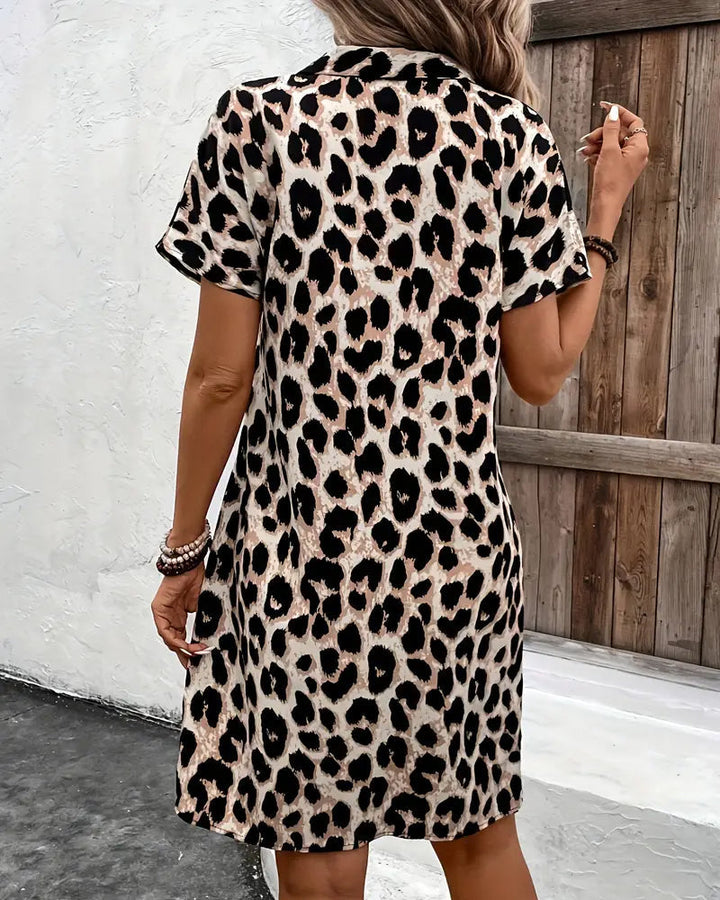 Madeline | Elegant Midi Dress, Trendy Leopard Print.