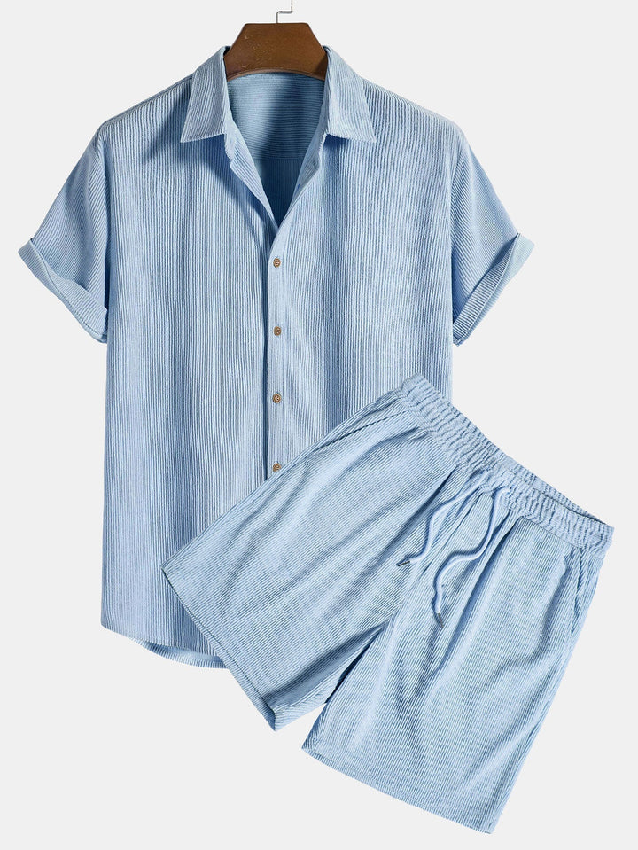 Men’s Two-Piece Summer Set – Breezy Rib Design & Relaxed Fit