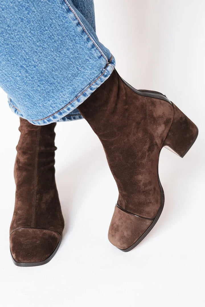 Women's ankle boots | suede heeled with a rounded toe