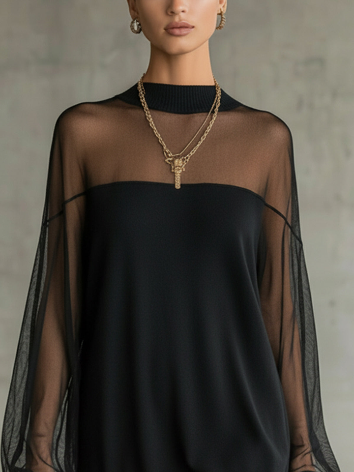 Women's Mini Dress | with Tulle and Sheer Top