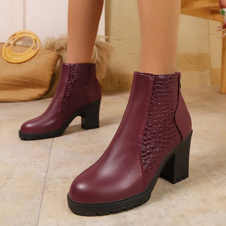 Women's Block Heel Ankle Boots with Cutout Detail
