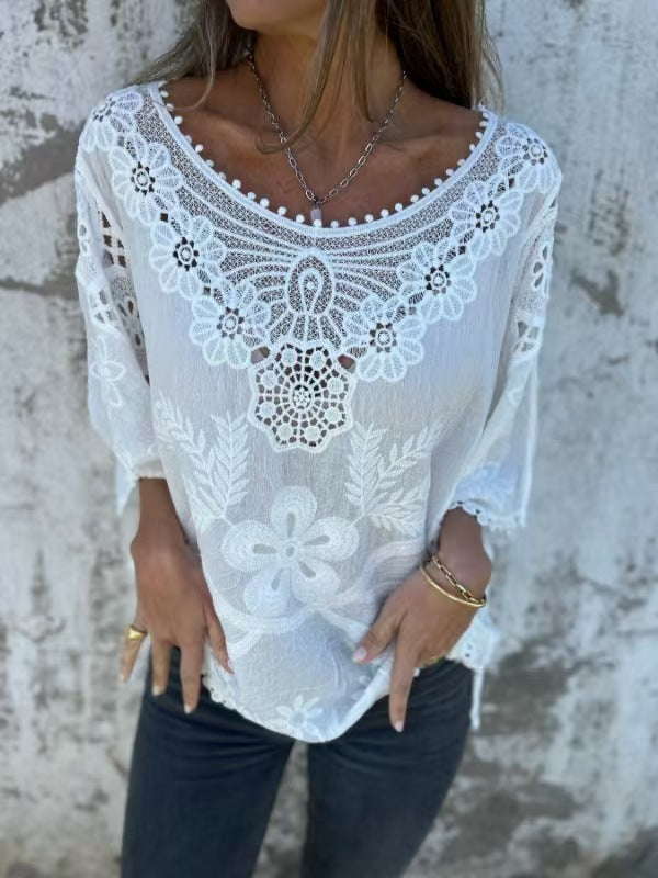 Elize | Embroidered Neckline Top