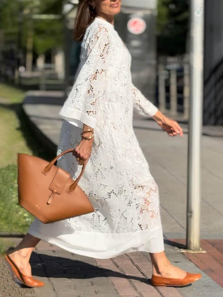 Willow | Flower V-Neck Midi Dress