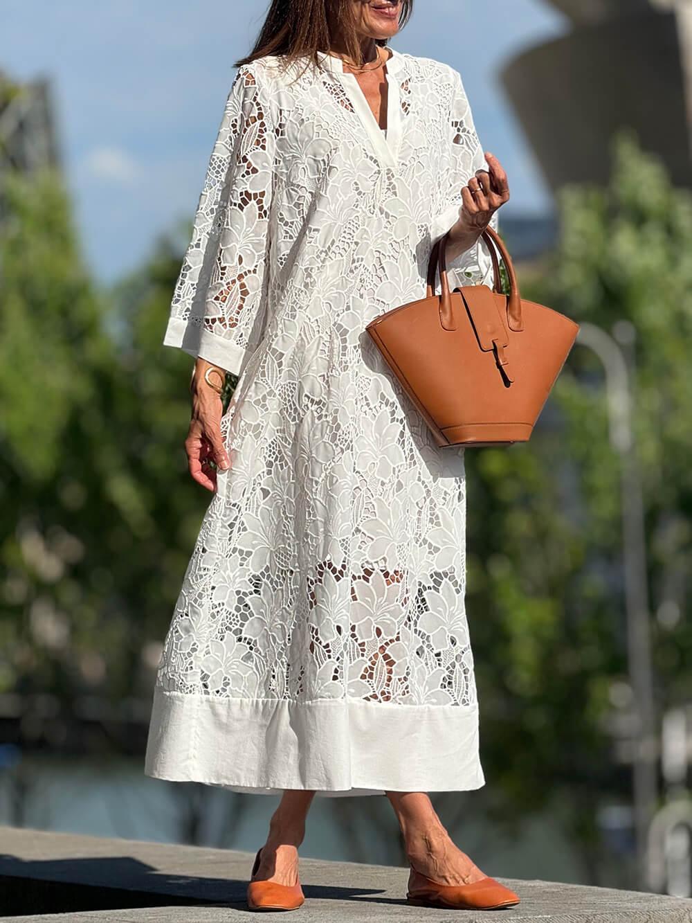Willow | Flower V-Neck Midi Dress