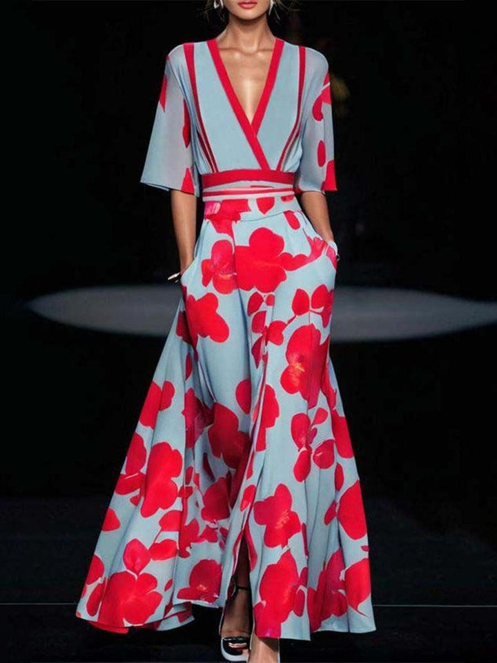 Lea | Seaside Glam Mid Sleeve Maxi Dress Ensemble