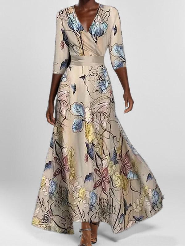 Lea | Seaside Glam Mid Sleeve Maxi Dress Ensemble