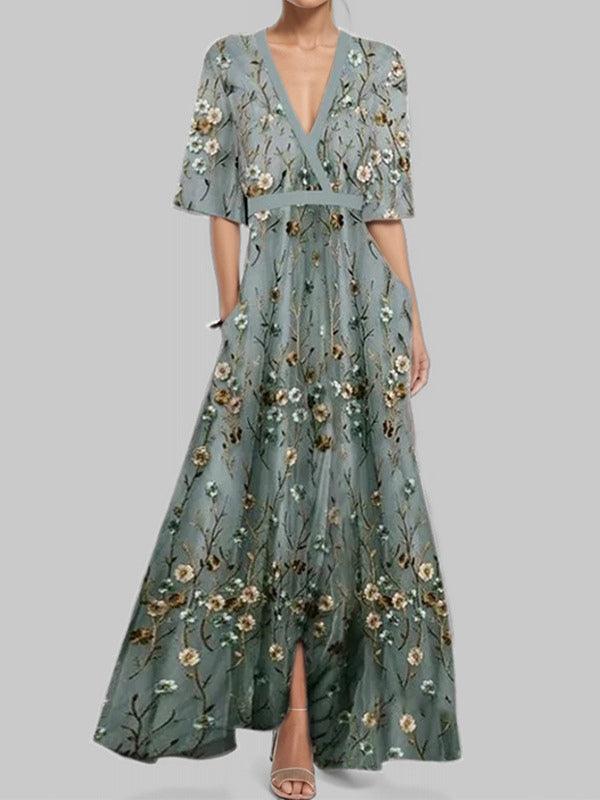Lea | Seaside Glam Mid Sleeve Maxi Dress Ensemble