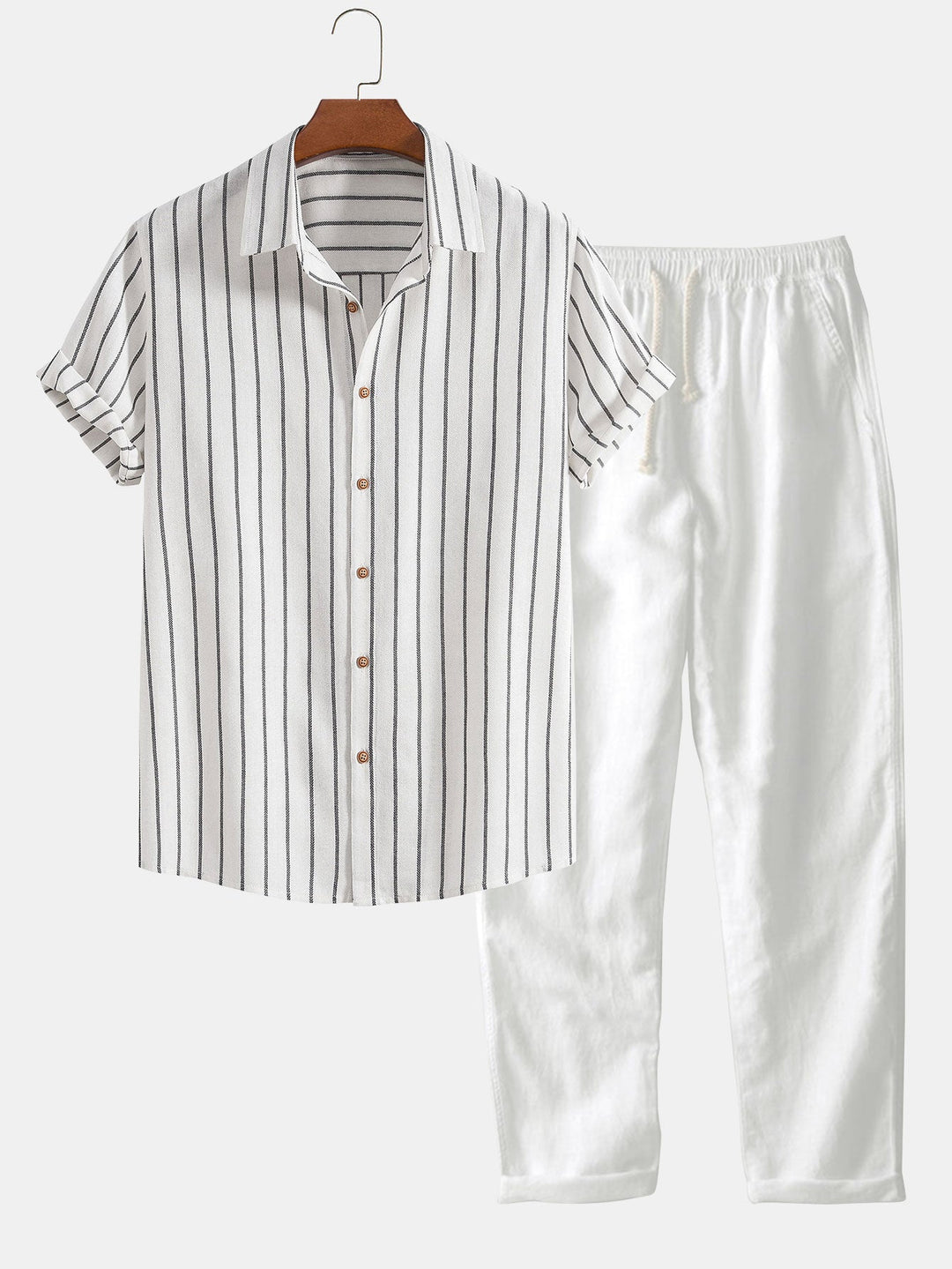 Striped Men's Set – Shirt & Pants for Spring, Summer & Autumn