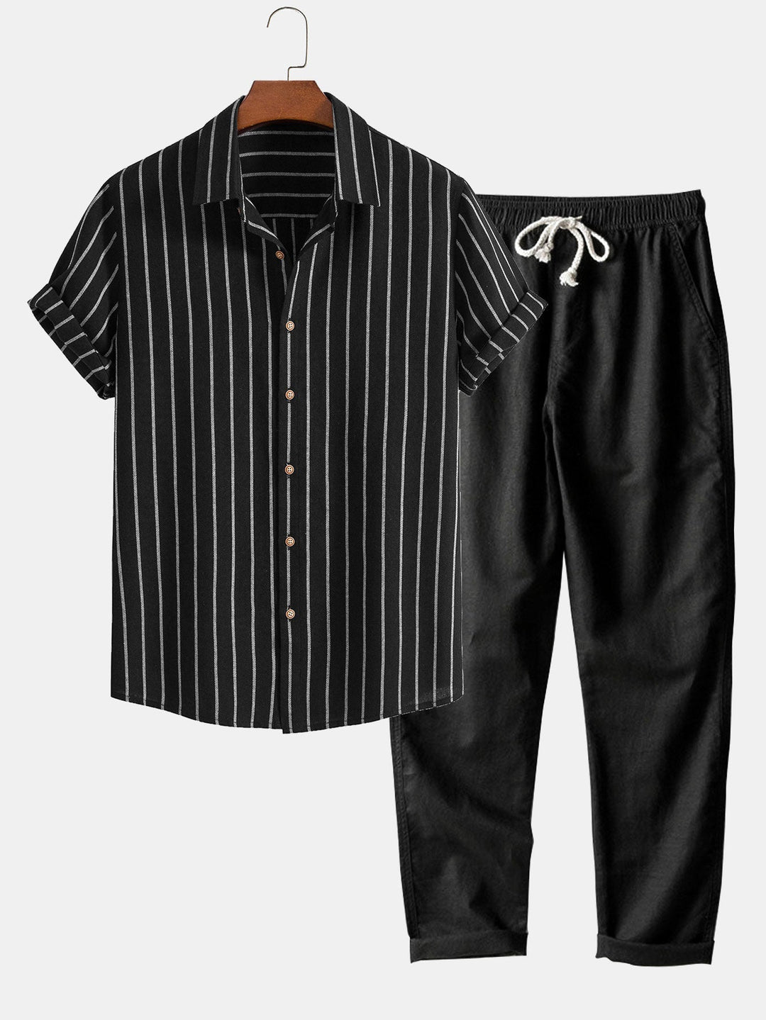 Striped Men's Set – Shirt & Pants for Spring, Summer & Autumn