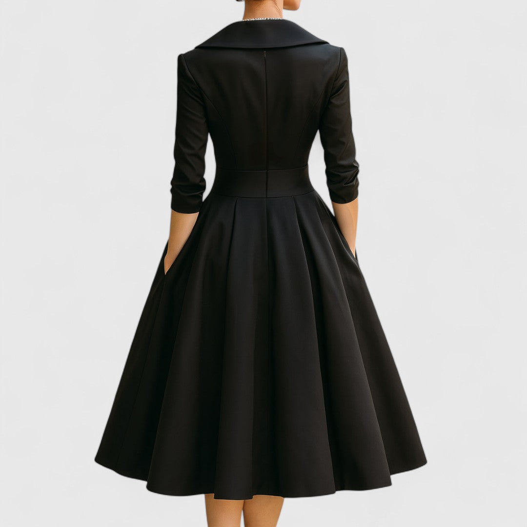 Women's Dress | Midi Flared with Wrap Neckline