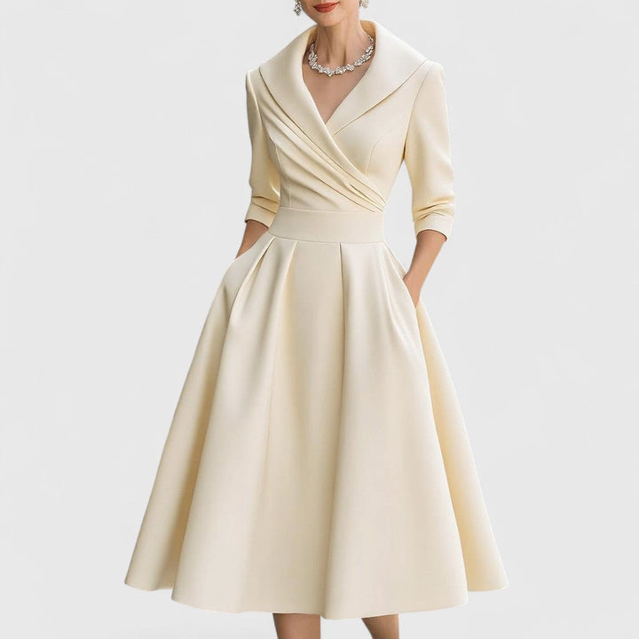 Women's Dress | Midi Flared with Wrap Neckline