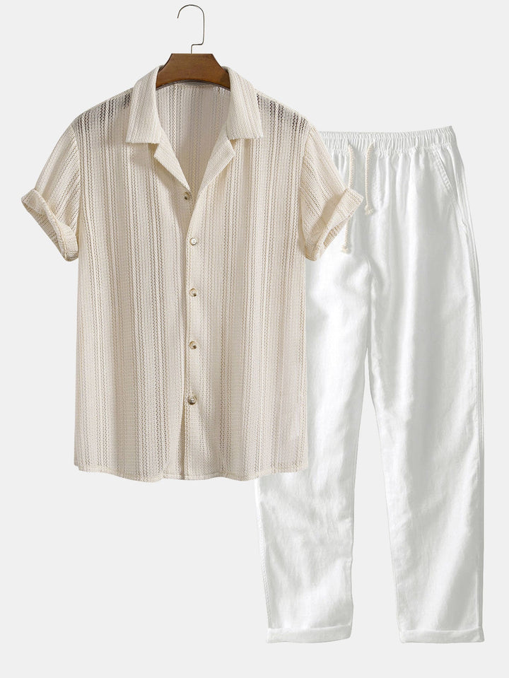 Men’s Summer Set – Openwork Shirt & Airy Pants