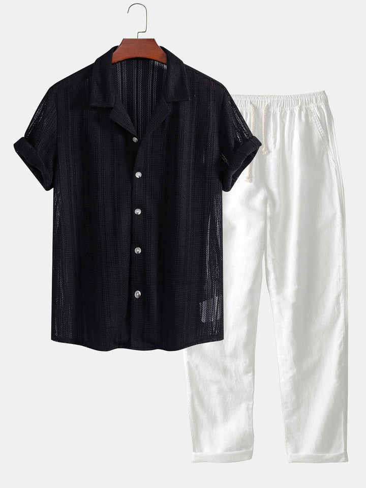 Men’s Summer Set – Openwork Shirt & Airy Pants
