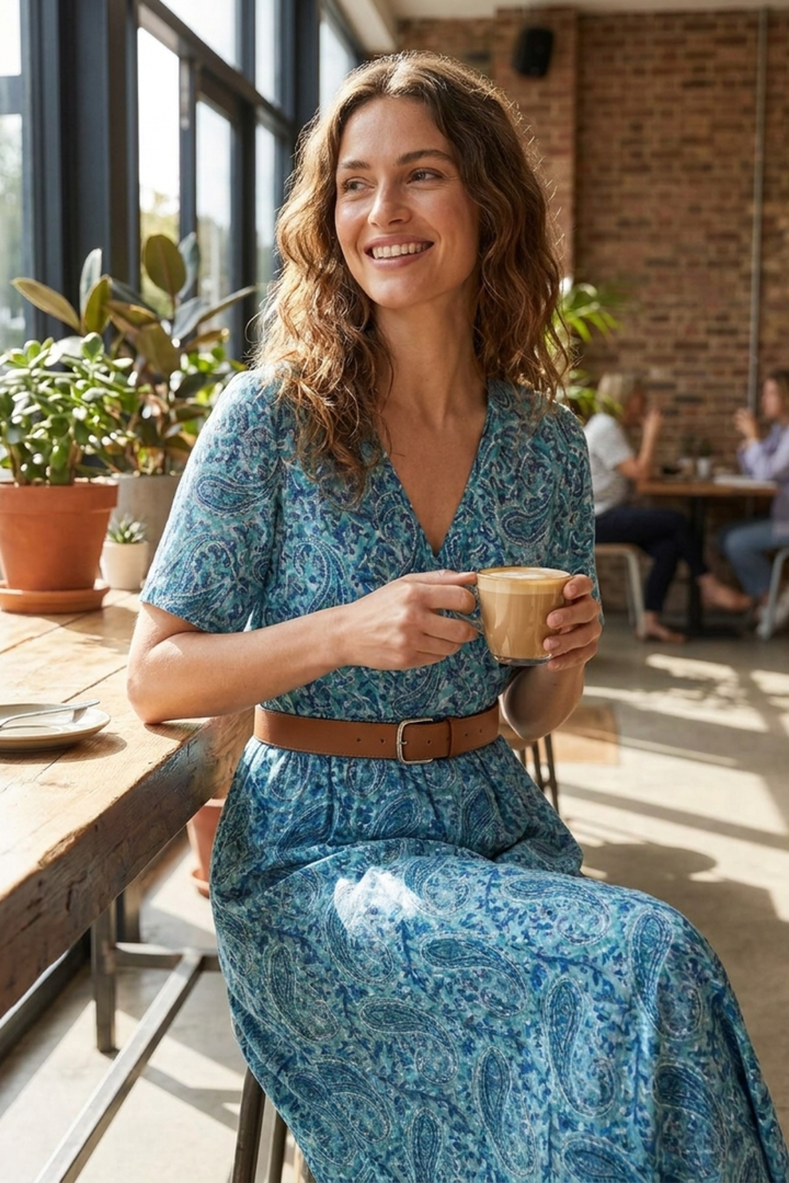 Daisy | Women's Boho Printed Short Sleeve Maxi Dress