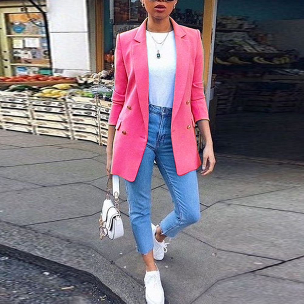 Elegant Long Blazer with Double Button – Stylish Classic for Business & Leisure