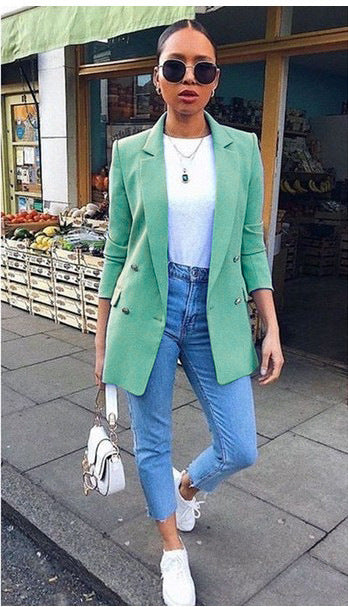 Elegant Long Blazer with Double Button – Stylish Classic for Business & Leisure