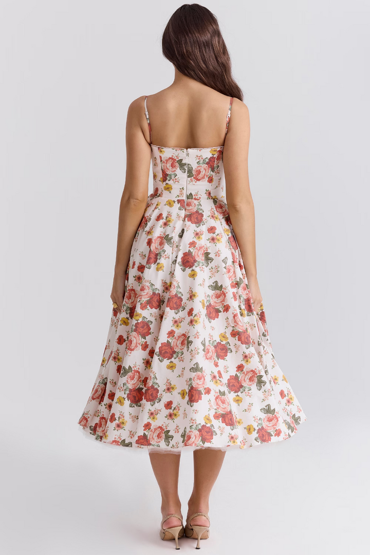Women’s Elegant Spaghetti Strap A-Line Midi Dress