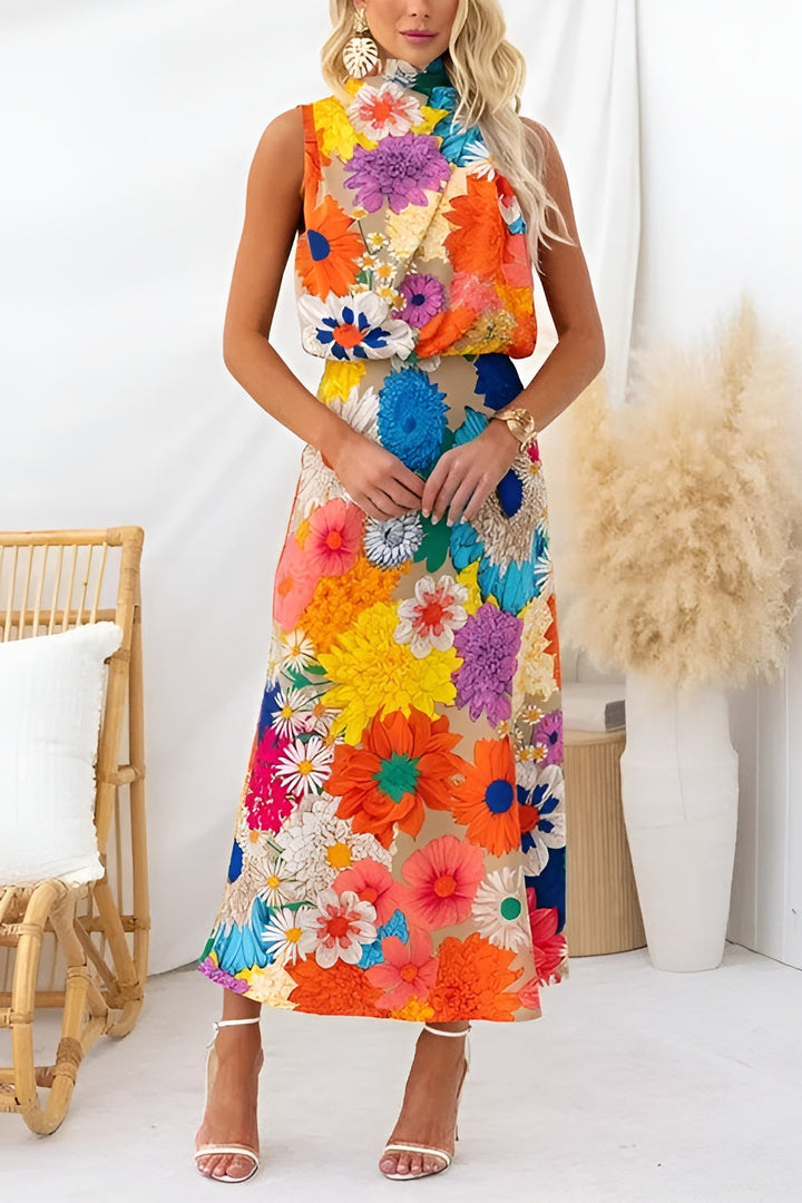 Summer | Sleeveless Floral Print Maxi Dress