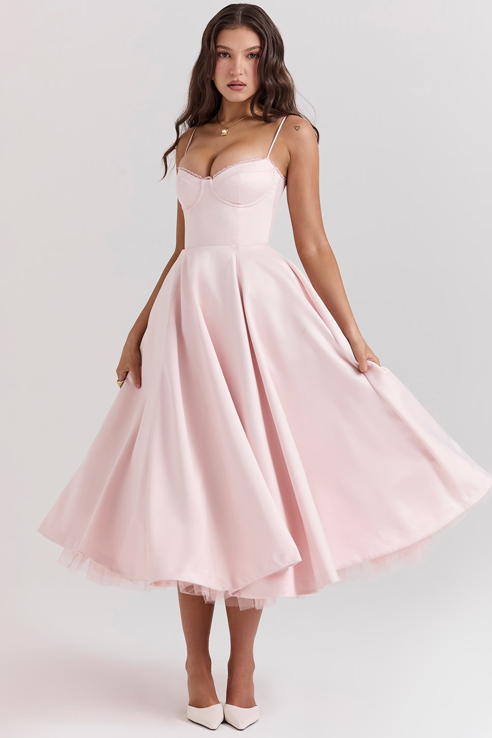 Women’s Elegant Spaghetti Strap A-Line Midi Dress