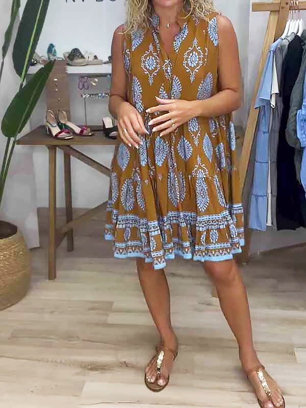 Jenna | Women's Boho Printed Sleeveless Mini Dress