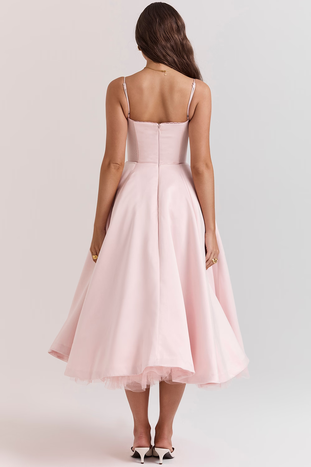 Women’s Elegant Spaghetti Strap A-Line Midi Dress