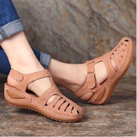 Women’s Comfort Sandals with Cut-Out Design and Adjustable Strap