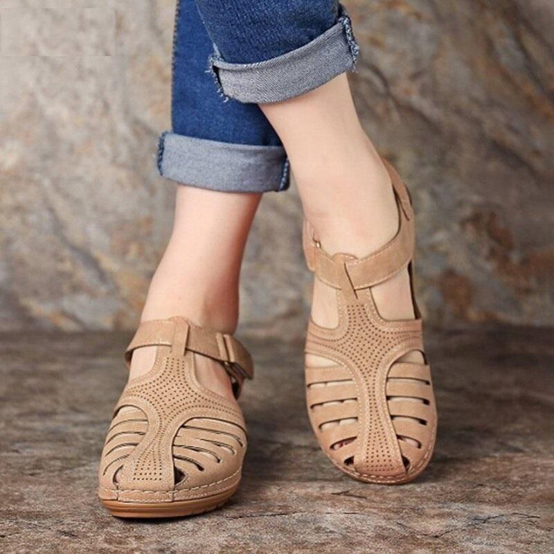 Women’s Comfort Sandals with Cut-Out Design and Adjustable Strap