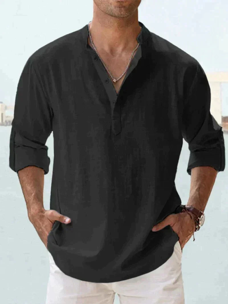 Men’s Henley Long Sleeve Casual Shirt