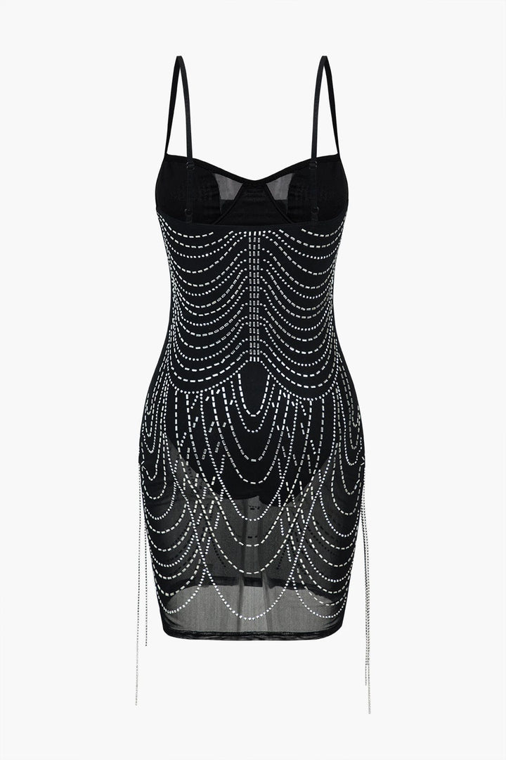 Celeste | Rhinestone-Embellished Mesh Mini Dress – Sparkling Glamour for Unforgettable Nights