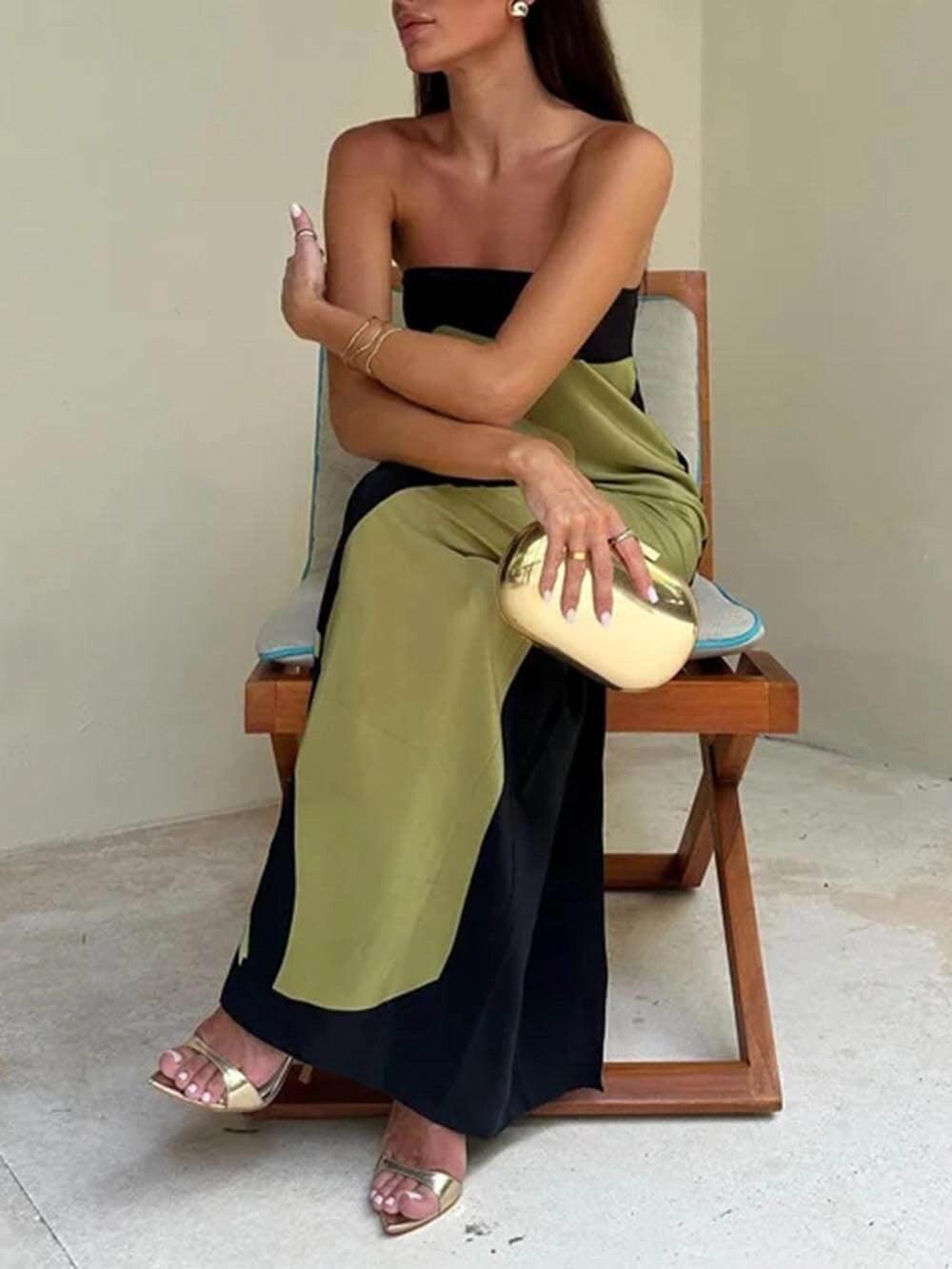 Joan | Chic Strapless Printed Maxi Party Dress