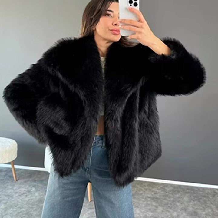 Women's Jacket | Short Fur Jacket with Collar