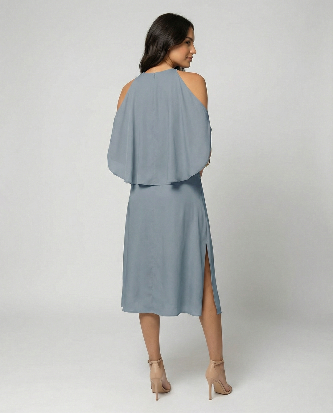 Women’s Elegant Halter Midi Dress with Wrap Skirt