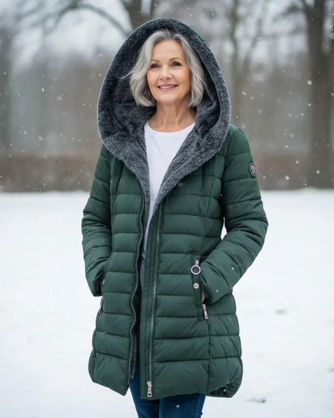 Women's Jacket | Quilted Long with Hood and Insulation