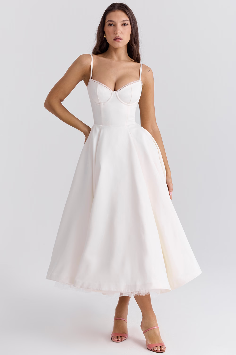 Women’s Elegant Spaghetti Strap A-Line Midi Dress