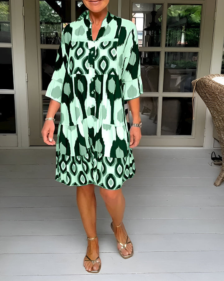 Parker | Geometric Tiered Midi Dress for Bold Boho Style