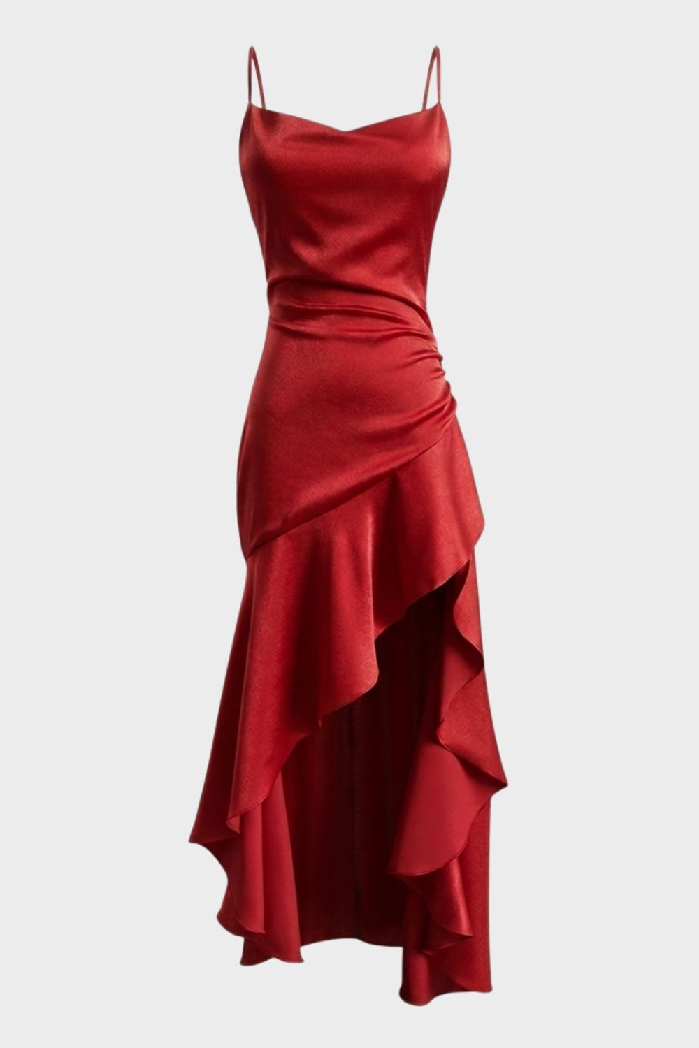 Adelphia | Cherry Lacquer Ruffle Maxi Dress