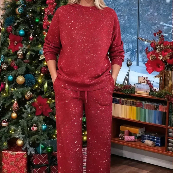 Shiny women's two-piece set with long pants