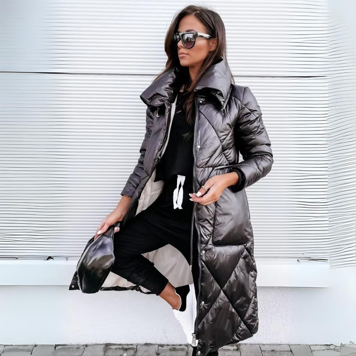 Women's Jacket | Quilted Long with High Collar