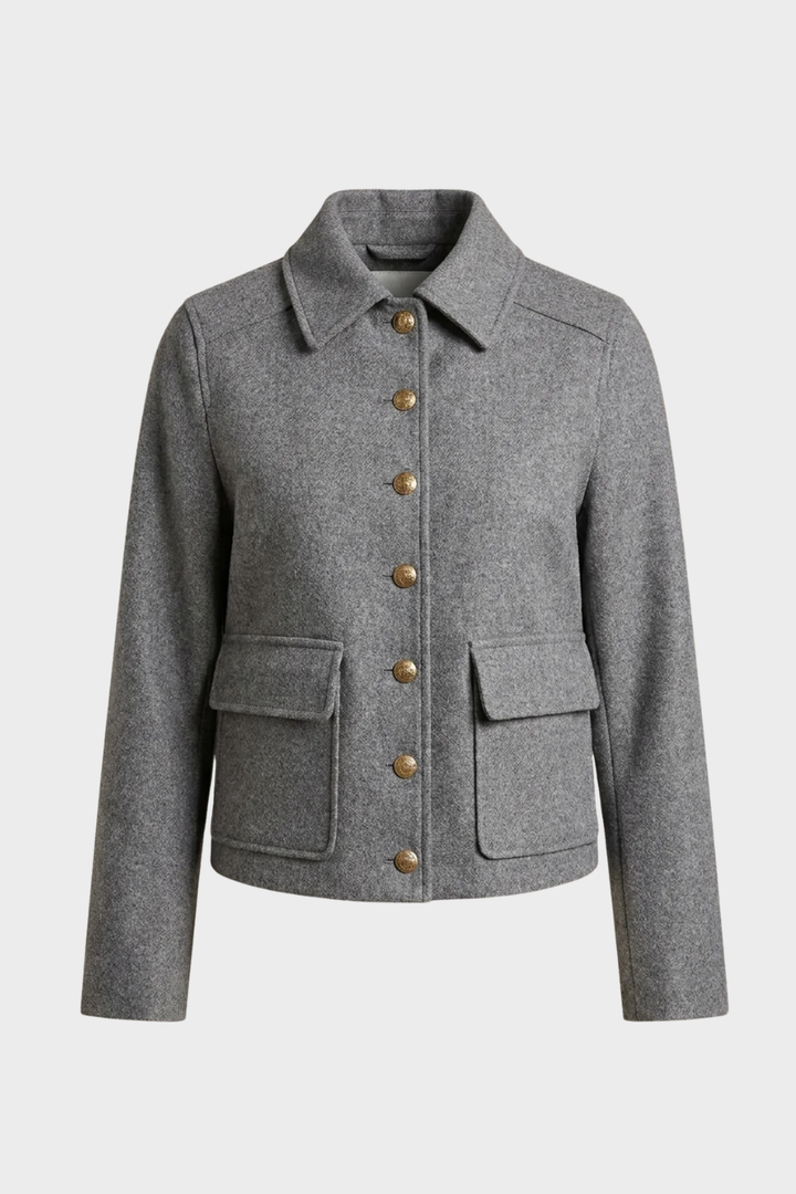 Claire | Women's Cropped Button Front Bomber Jacket