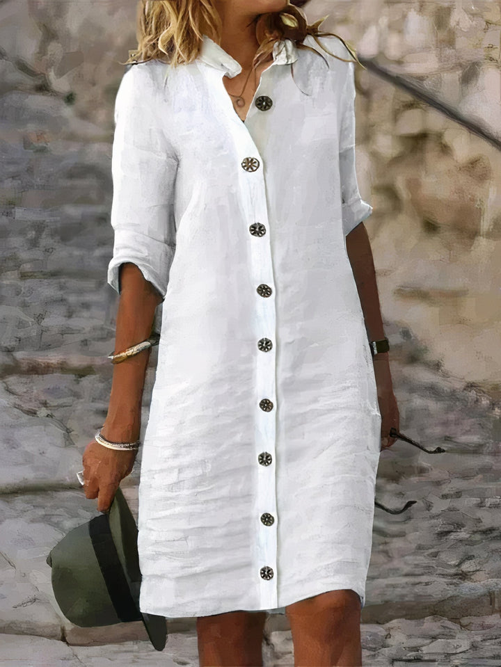 Women’s Button-Up Shirt Dress with Relaxed Fit and Collar