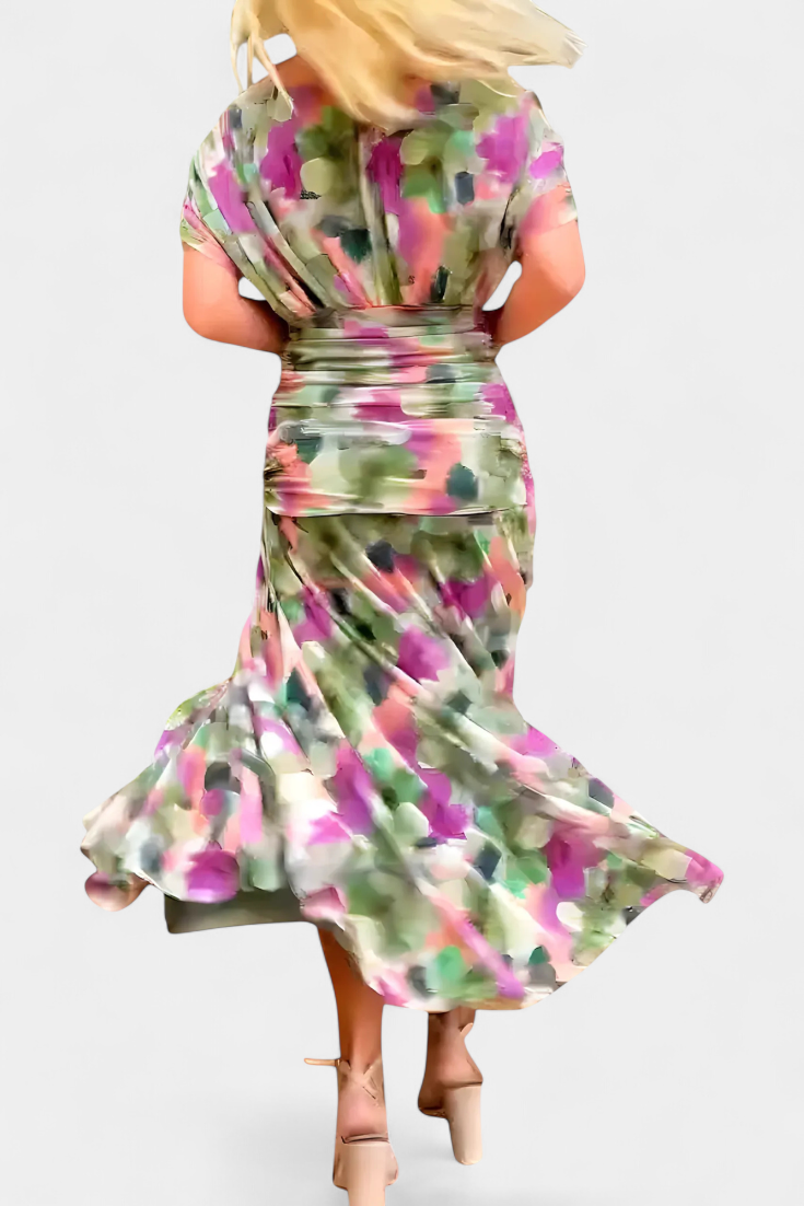 Women's Wrap Dress | with V Neckline and Gathering