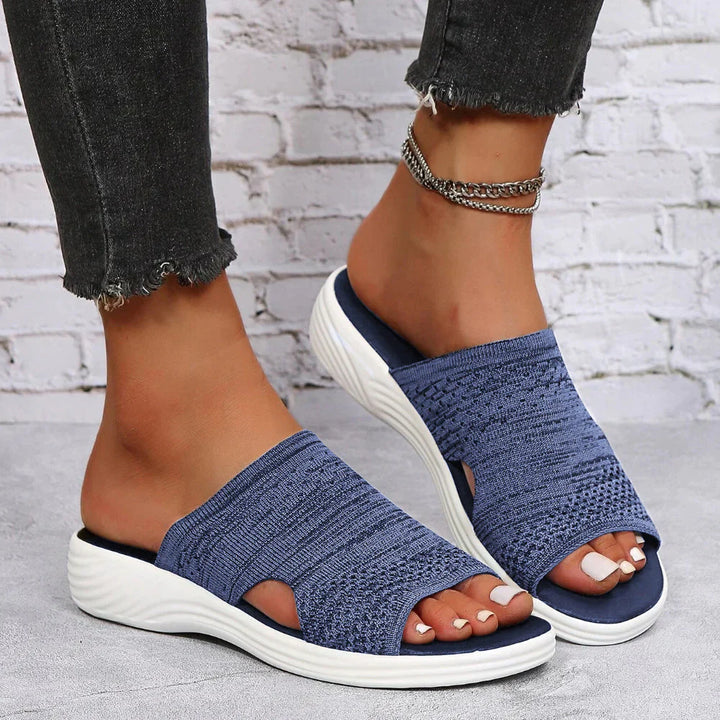 Women’s Slip-On Wedge Sandals with Stretch Knit Upper