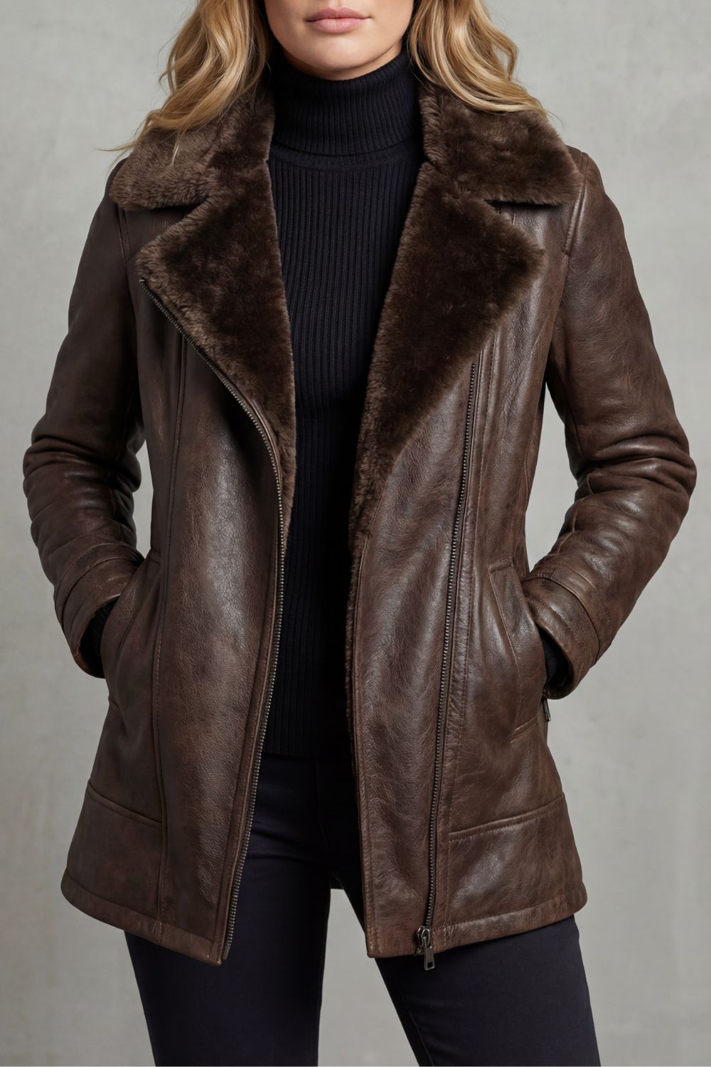 Women's jacket with a soft collar finish