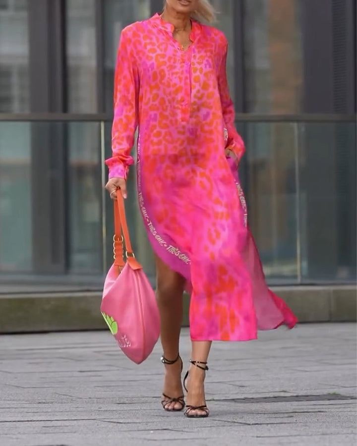 Keyla | Fashionable Dress with Leopard Print and Slit