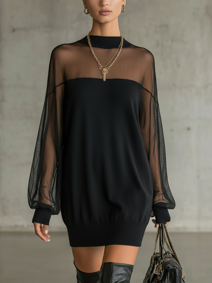 Women's Mini Dress | with Tulle and Sheer Top