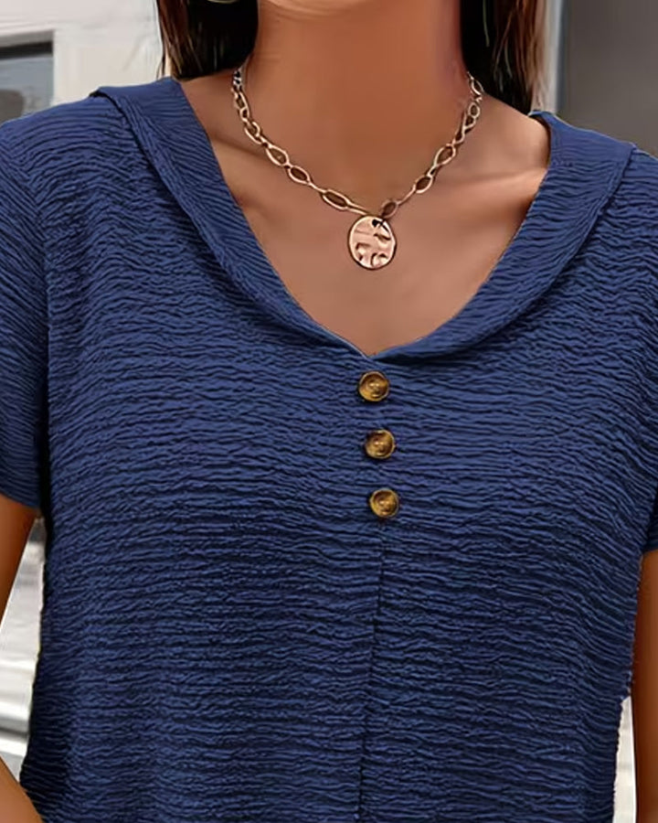 T-shirt Peter Pan Collar Three Buttons