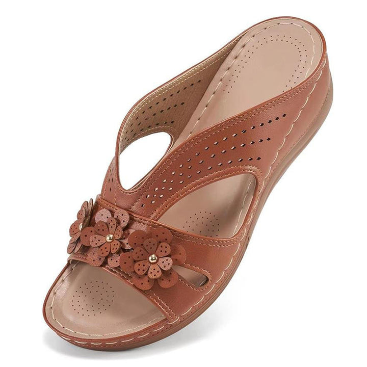 Avila | Airy Summer Shoes with Floral Decor and Wedge Heel