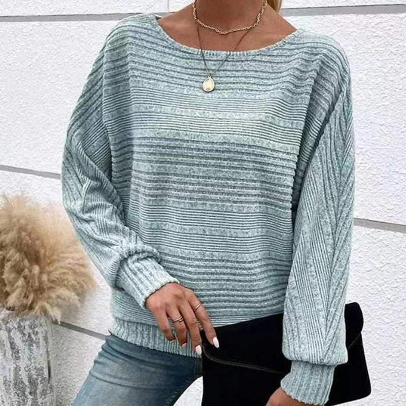 Yarisa | Striped Long Sleeve Shirt with Round Neck